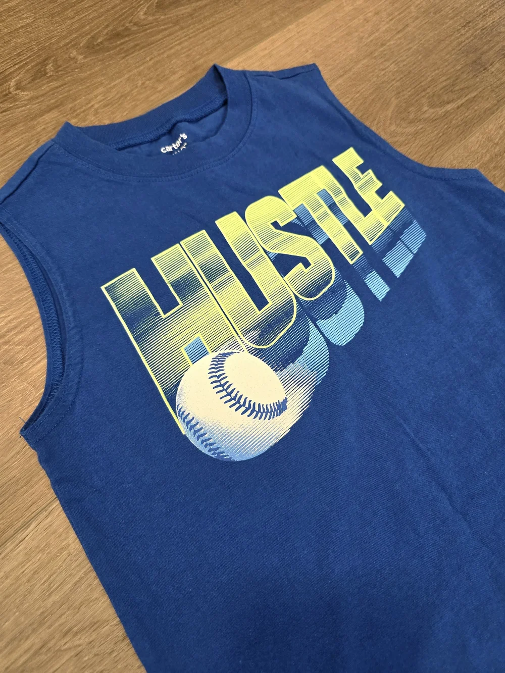 Carter’s Boys Hustle Baseball Tank Top Blue Sleeveless Tee Size 7 Small
